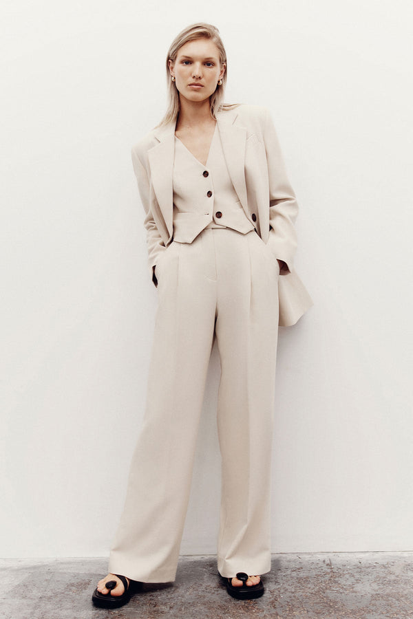 IRENA HIGH WAISTED TAILORED PANT - BONE_C