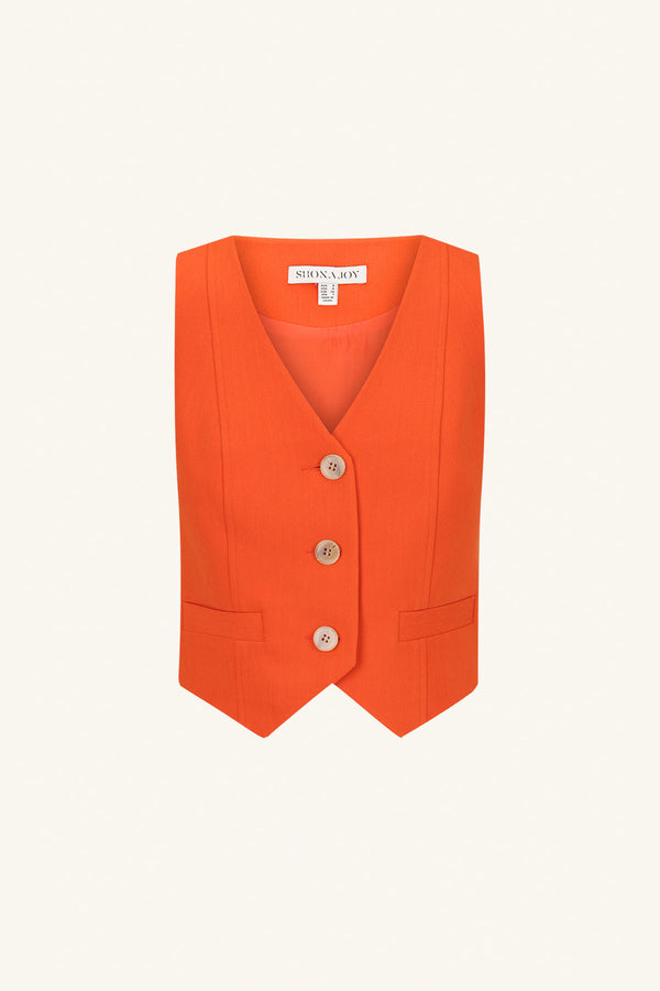 IRENA TAILORED FITTED VEST - HIBISCUS_G