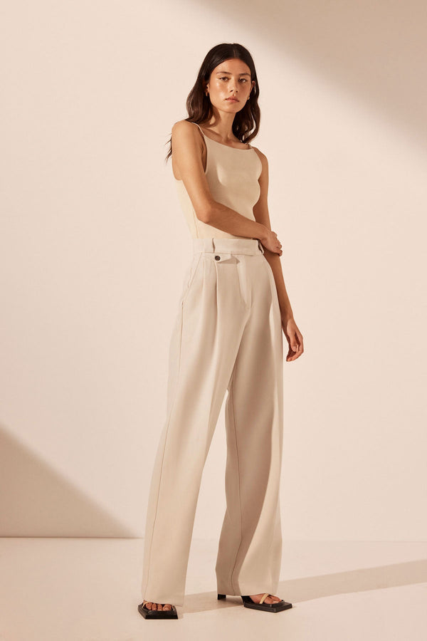 IRENA HIGH WAISTED TAILORED PANT - BONE_A
