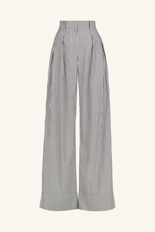 JAYDE HIGH WAISTED RELAXED PANT - DARK NAVY/IVORY_G