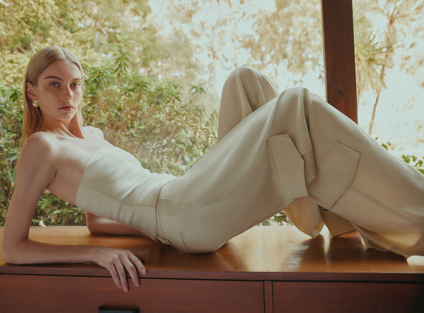 KASBAH SLOUCH CARGO PANT - OYSTER_C