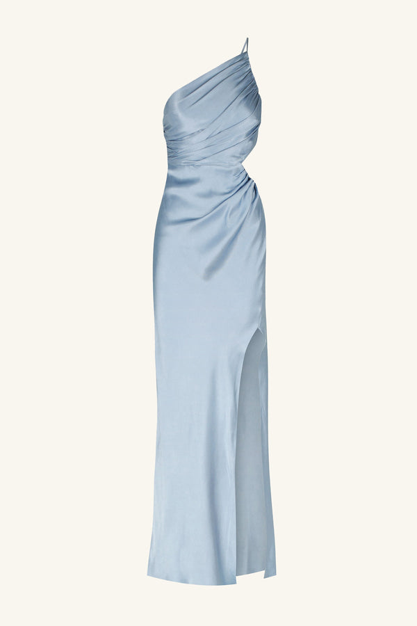 LA LUNE ASYMMETRICAL GATHERED MAXI DRESS - POWDER BLUE_G
