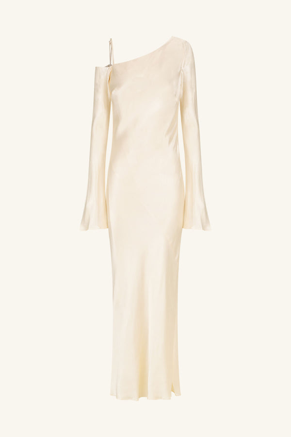 LA LUNE ASYMMETRICAL LONG SLEEVE MAXI DRESS - CREAM_G