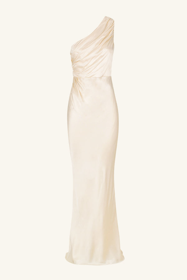 LA LUNE GATHERED ONE SHOULDER MAXI DRESS - CREAM_G