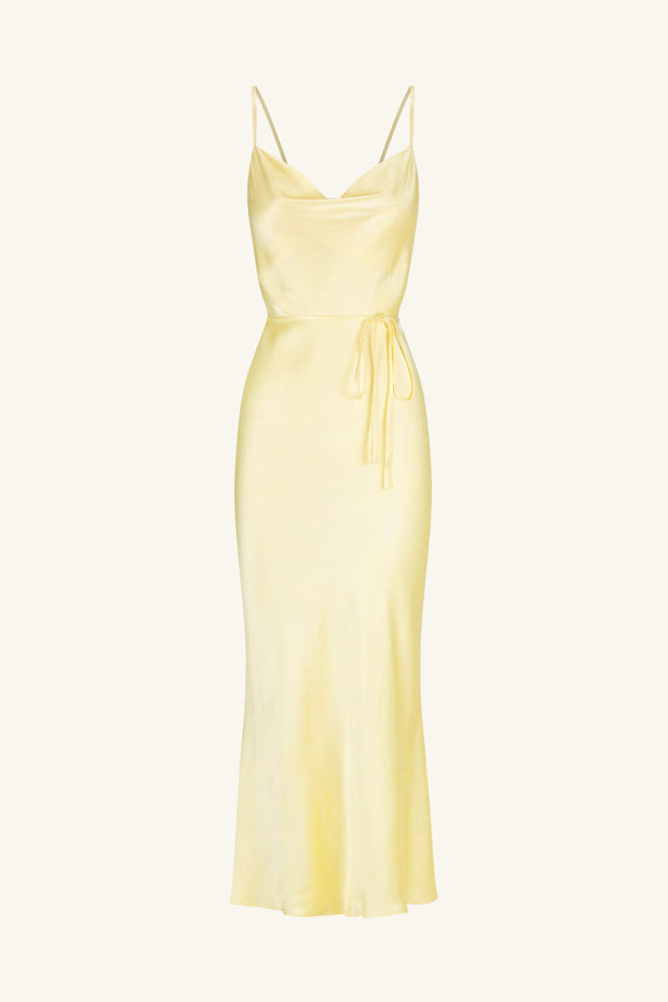LA LUNE BIAS COWL MIDI DRESS - LEMON_G