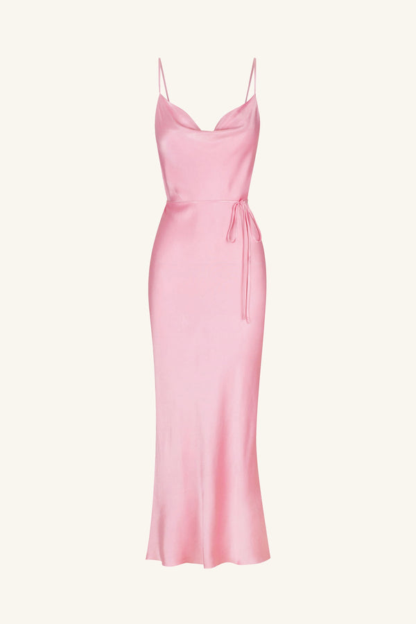 LA LUNE BIAS COWL MIDI DRESS - PEONY_G