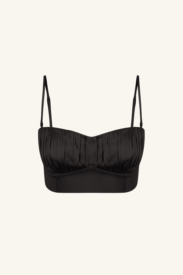 LA LUNE CORDED RUCHED BRALETTE - BLACK_G