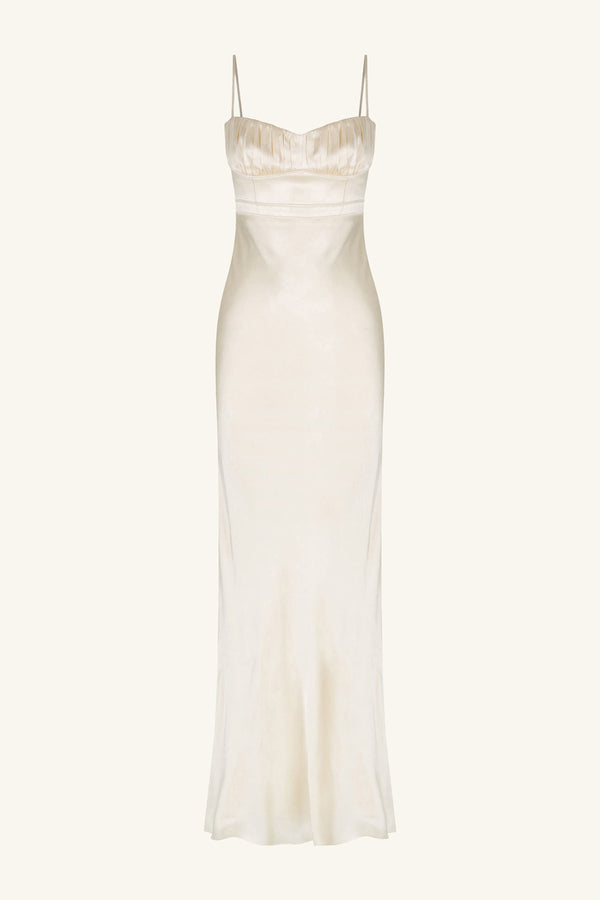 LA LUNE CORDED RUCHED MAXI DRESS - CREAM_G