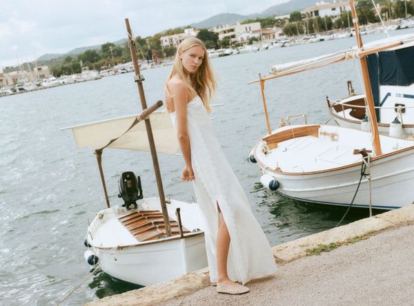 LA LUNE CUMULUS SILK STRAPLESS LACE COLUMN MAXI DRESS - IVORY_C