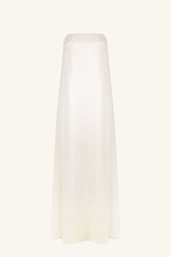 LA LUNE CUMULUS SILK STRAPLESS LACE COLUMN MAXI DRESS - IVORY_G