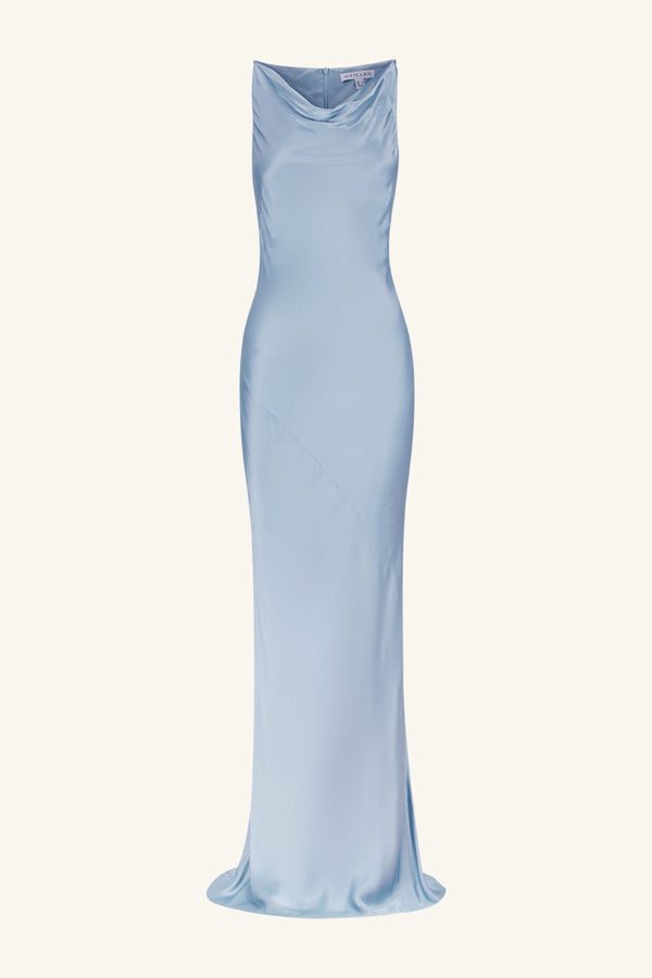 LA LUNE HIGH NECK COWL MAXI DRESS - POWDER BLUE_G