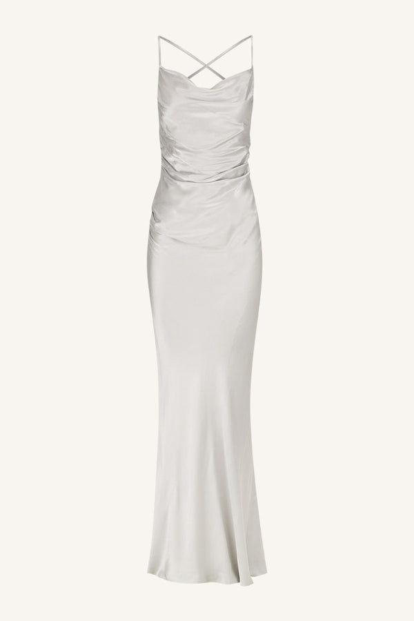 LA LUNE LACE BACK MAXI DRESS - SILVER_G