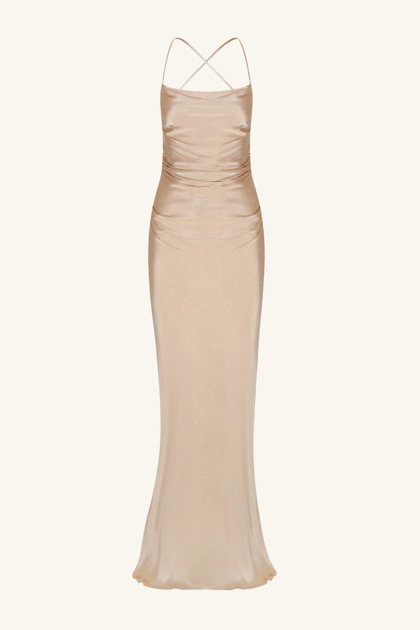 LA LUNE LACE BACK MAXI DRESS - GOLD_G