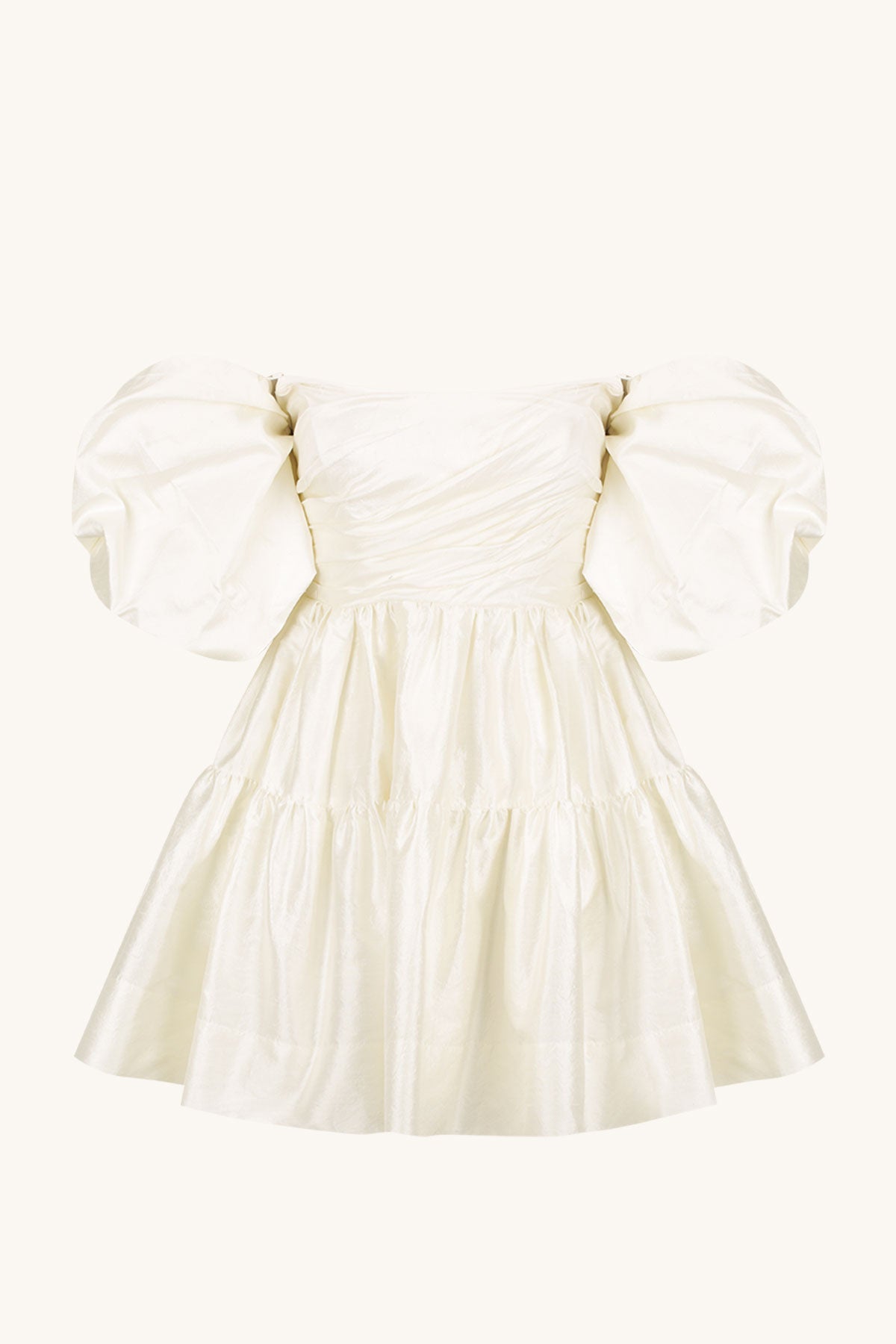 LA LUNE LUCERO SILK DRAPED CORSET TIERED MINI DRESS - IVORY_G