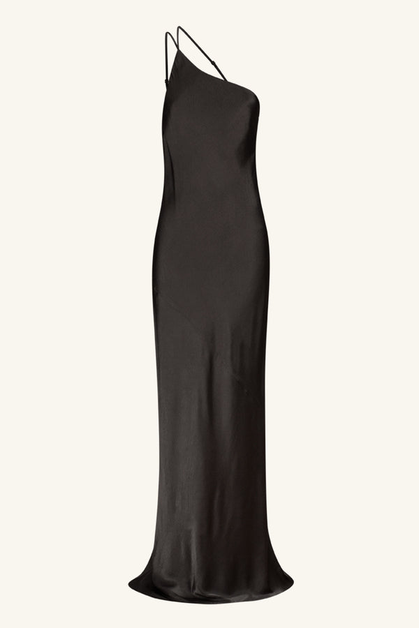 LA LUNE ONE SHOULDER COWL BACK MAXI DRESS - BLACK_G