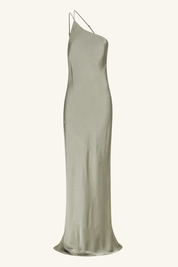 LA LUNE ONE SHOULDER COWL BACK MAXI DRESS - SAGE_G