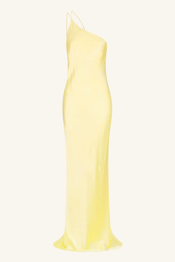 LA LUNE ONE SHOULDER COWL BACK MAXI DRESS - LEMON_G