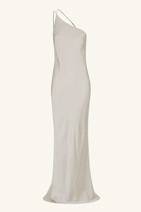 LA LUNE ONE SHOULDER COWL BACK MAXI DRESS - SILVER_G