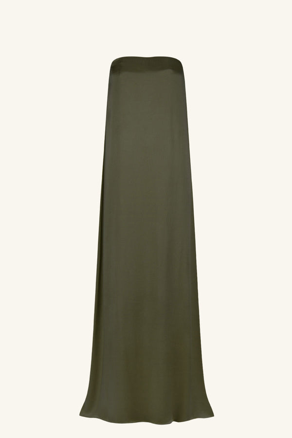 LA LUNE STRAPLESS COLUMN MAXI DRESS - FOREST_G
