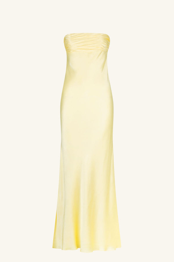 LA LUNE STRAPLESS RUCHED BODICE MAXI DRESS - LEMON_G