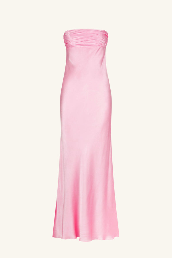 LA LUNE STRAPLESS RUCHED BODICE MAXI DRESS - PEONY_G