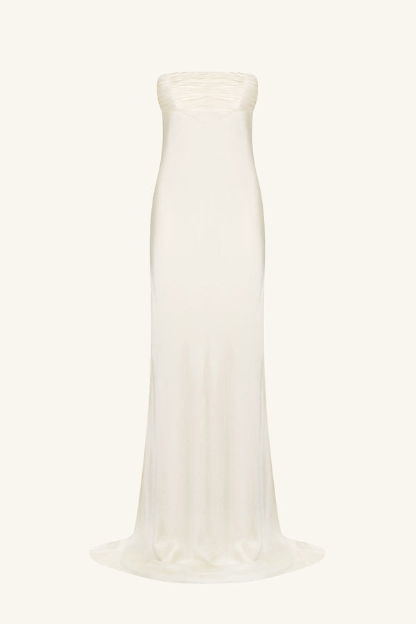 LA LUNE STRAPLESS RUCHED BODICE MAXI DRESS - CREAM_G