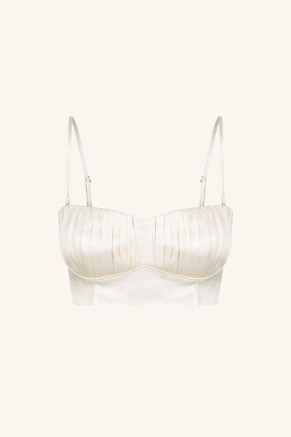 LA LUNE CORDED RUCHED BRALETTE - CREAM_G