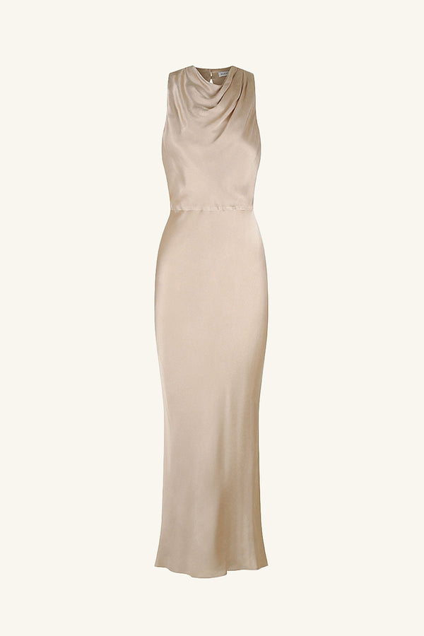 LA LUNE HIGH NECK MIDI DRESS - GOLD_G