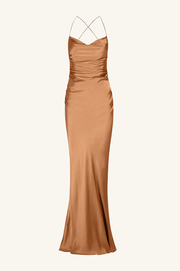 LA LUNE LACE BACK MAXI DRESS - COPPER_G