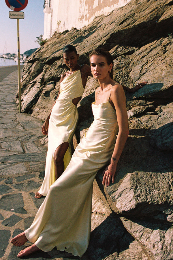 LA LUNE LACE BACK MAXI DRESS - LEMON_C