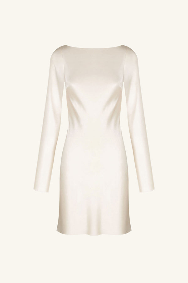 LA LUNE LONG SLEEVE BACKLESS MINI DRESS - CREAM_G