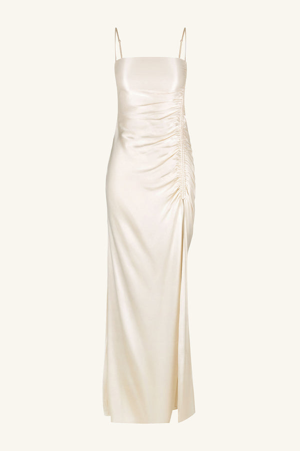 LA LUNE RUCHED MAXI DRESS - CREAM_G