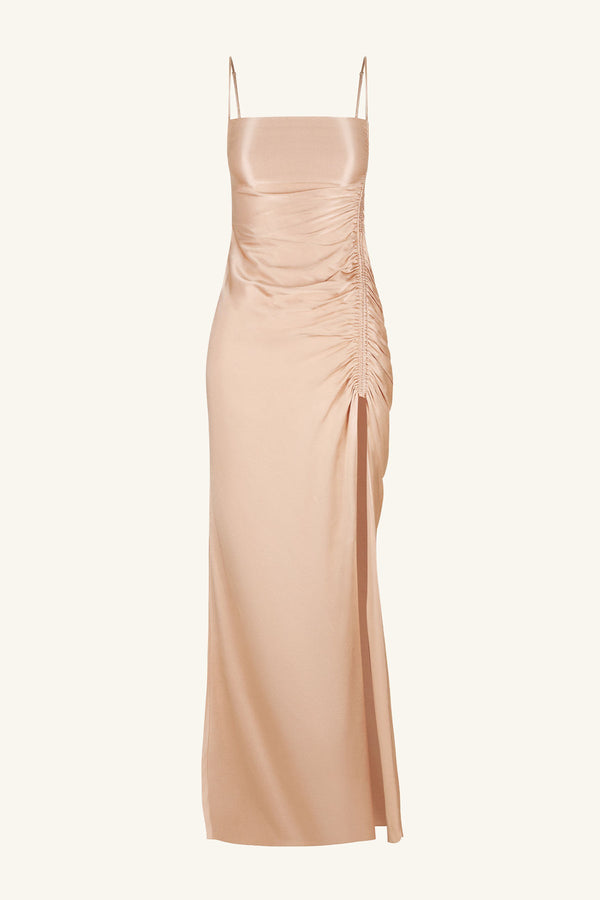 LA LUNE RUCHED MAXI DRESS - DESERT ROSE_G
