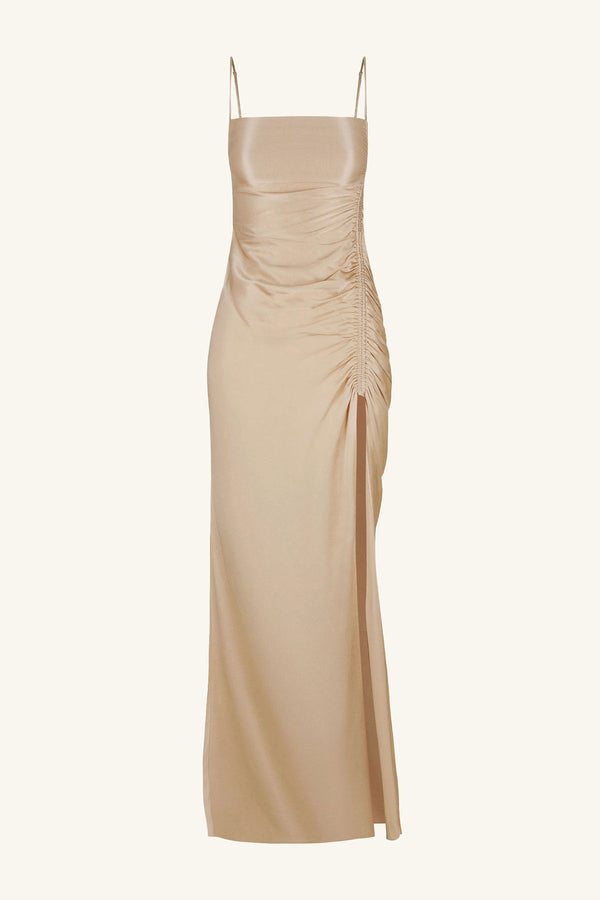 LA LUNE RUCHED MAXI DRESS - GOLD_G