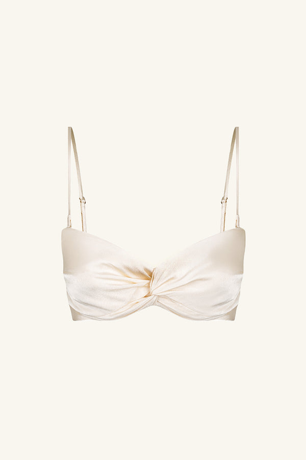 LA LUNE TWIST FRONT BRA TOP - CREAM_G