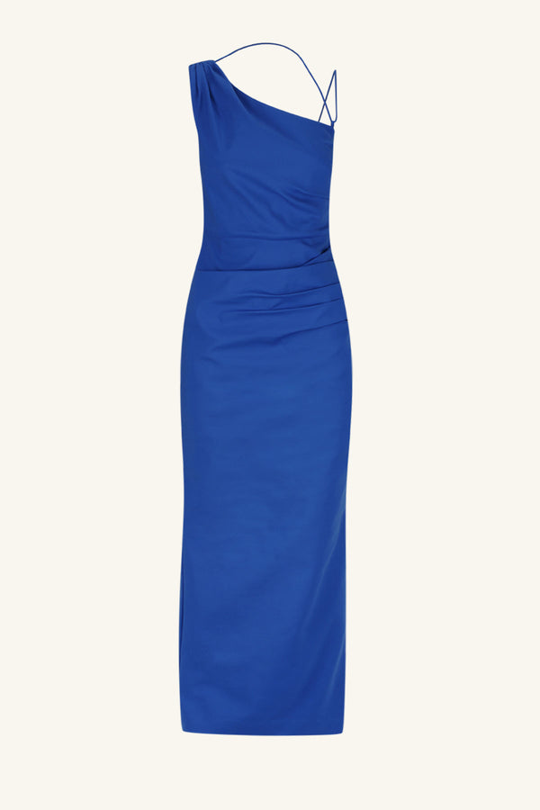 LANI ASYMMETRICAL GATHERED MAXI DRESS - AZURE_G