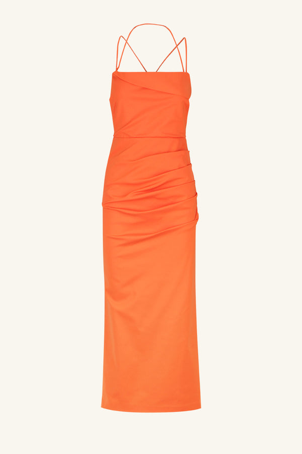LANI DRAPED CROSS BACK MIDI DRESS - HIBISCUS_G