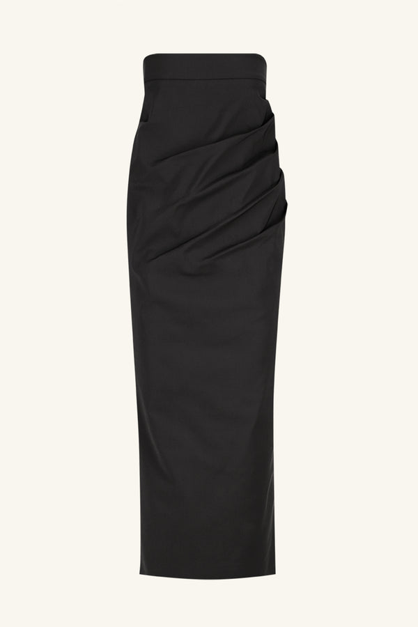 LANI DRAPED MAXI SKIRT - BLACK_G