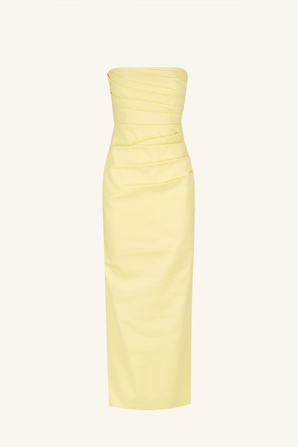 LANI STRAPLESS DRAPED MAXI DRESS - LEMON_GLANI STRAPLESS DRAPED MAXI DRESS - LEMON_G