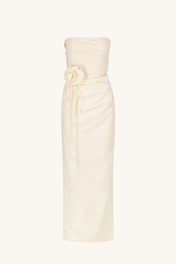 LANI STRAPLESS DRAPED MAXI DRESS - RICE_G