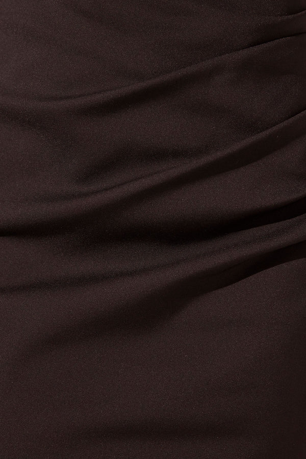 LANI ASYMMETRICAL GATHERED MAXI DRESS - BLACK_SW