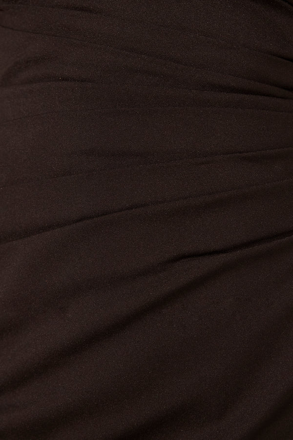 LANI CROSS FRONT RUCHED MAXI DRESS - BLACK_SW