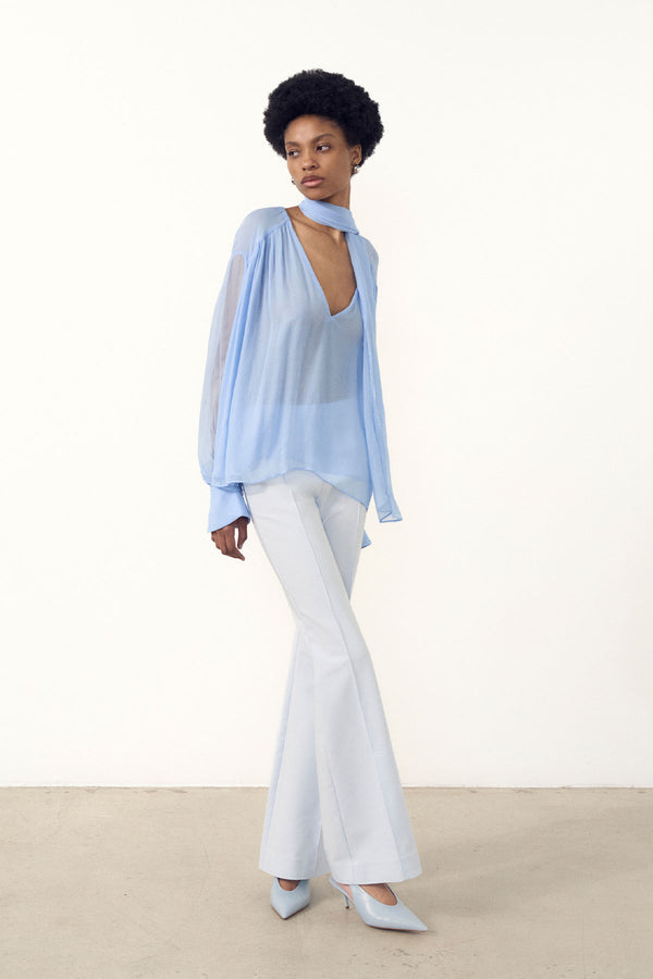 LAYLA SCARF BLOUSE - SKY_C