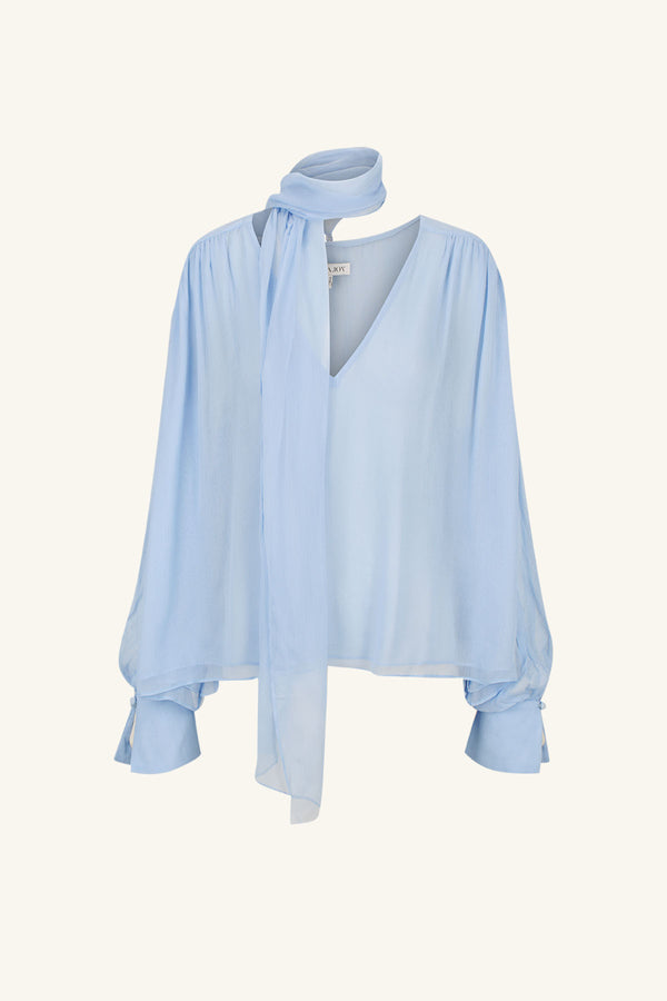 LAYLA SCARF BLOUSE - SKY_G