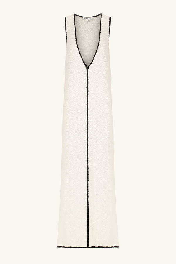 LENA PLUNGED MAXI DRESS - IVORY/BLACK_G