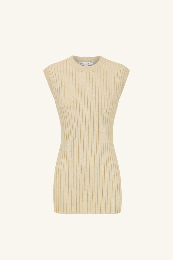 LIVIA SLEEVELESS TUNIC TOP - CHAMPAGNE_G