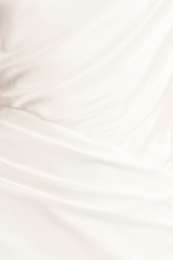 LUMINA CONTRAST DRAPED COWL MINI DRESS