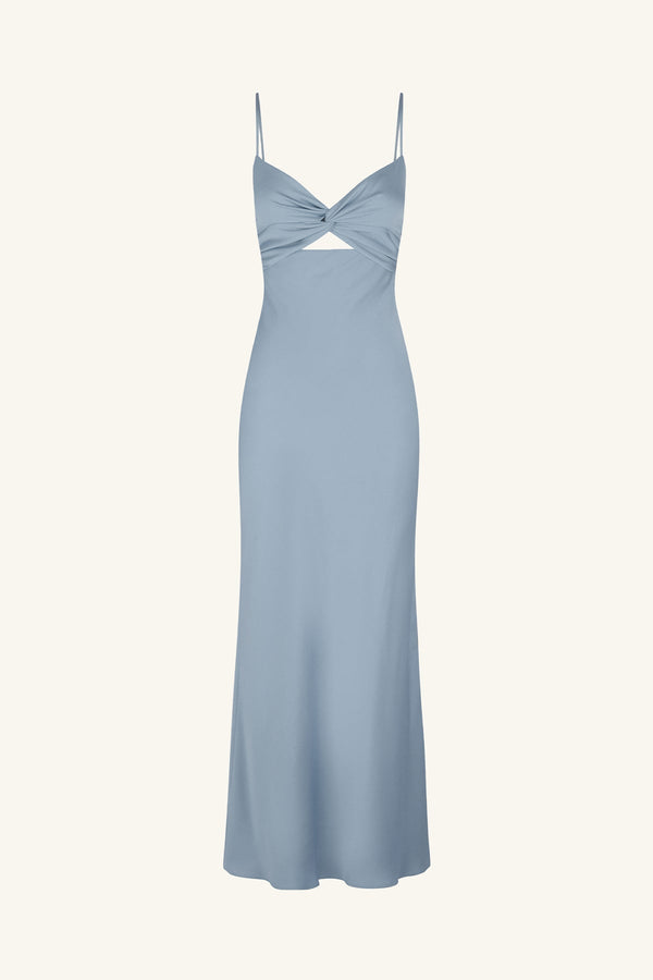LUXE TWIST FRONT SLEEVELESS MIDI DRESS - AZURE_G
