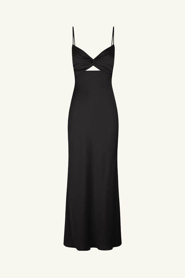 LUXE TWIST FRONT SLEEVELESS MIDI DRESS - ONYX_G
