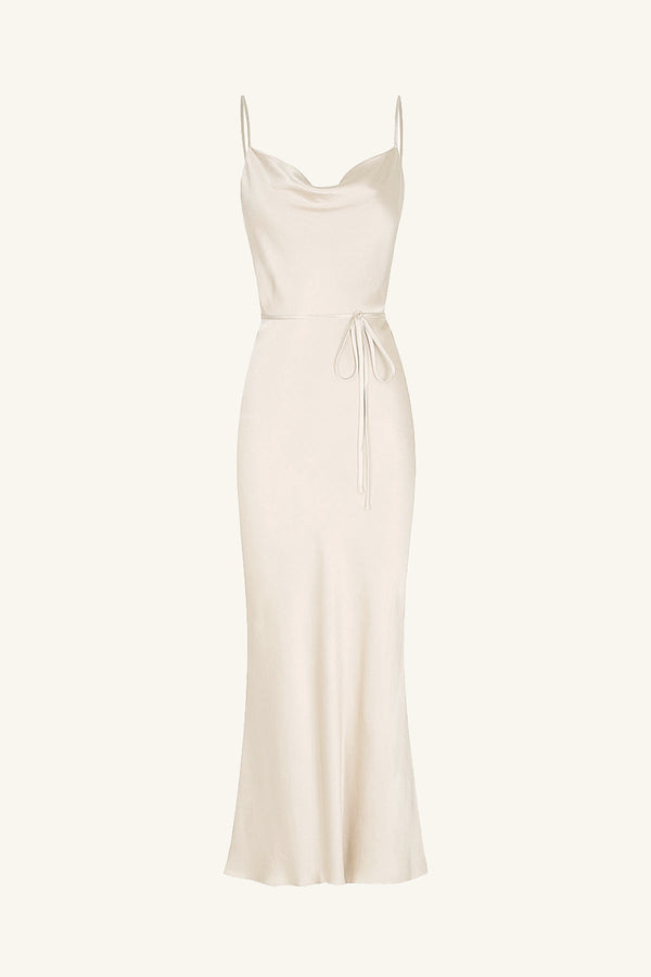 LA LUNE BIAS COWL MIDI DRESS - CREAM_G